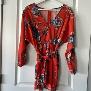 Orange floral jumpsuit